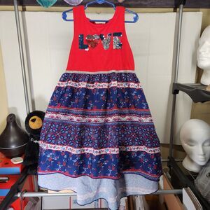 Pink Violet Love Red flowers Dress Love On Front  M(7/8)